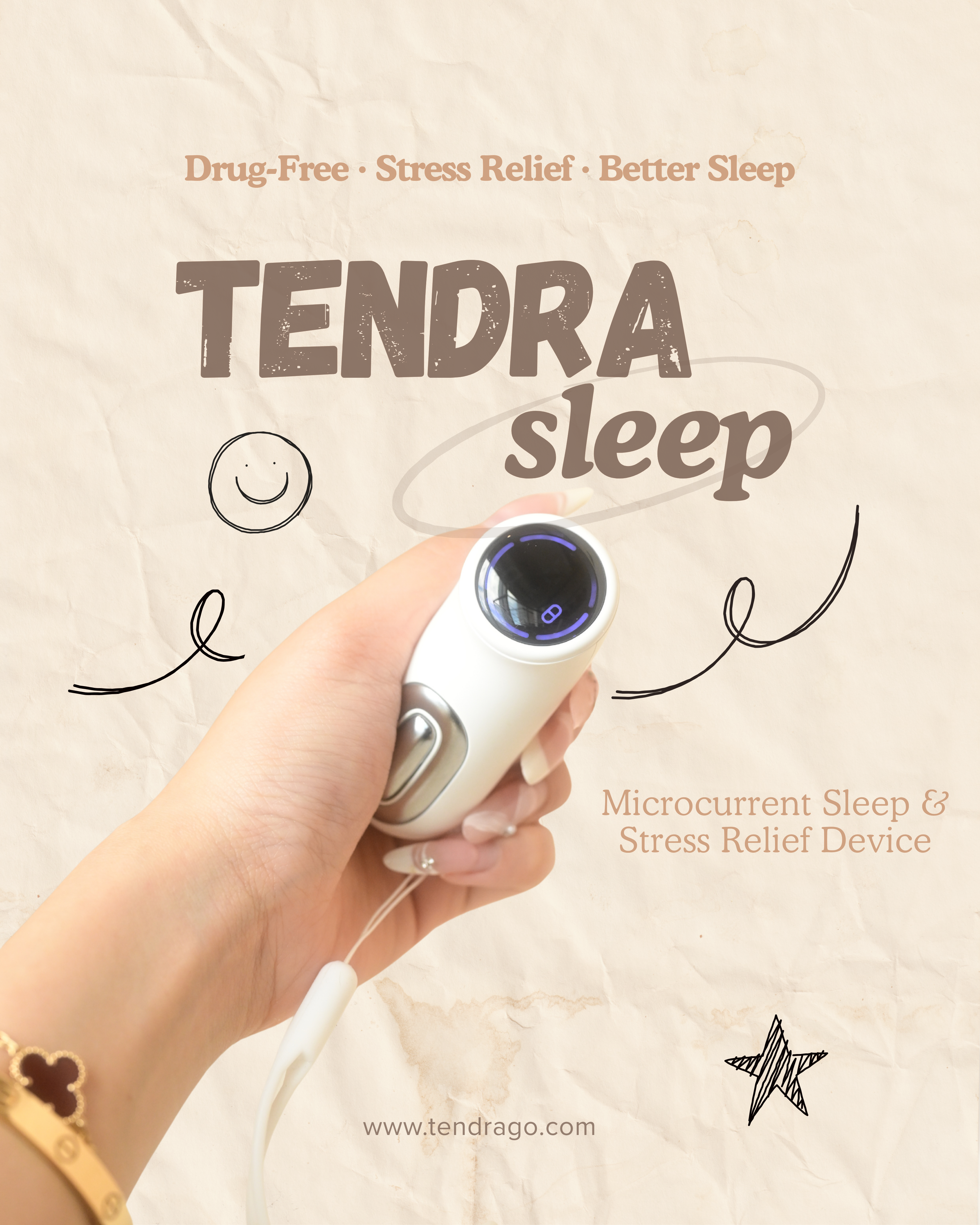TENDRA SleepCurer™ - Portable Microcurrent (CES) Sleep & Wellness Device