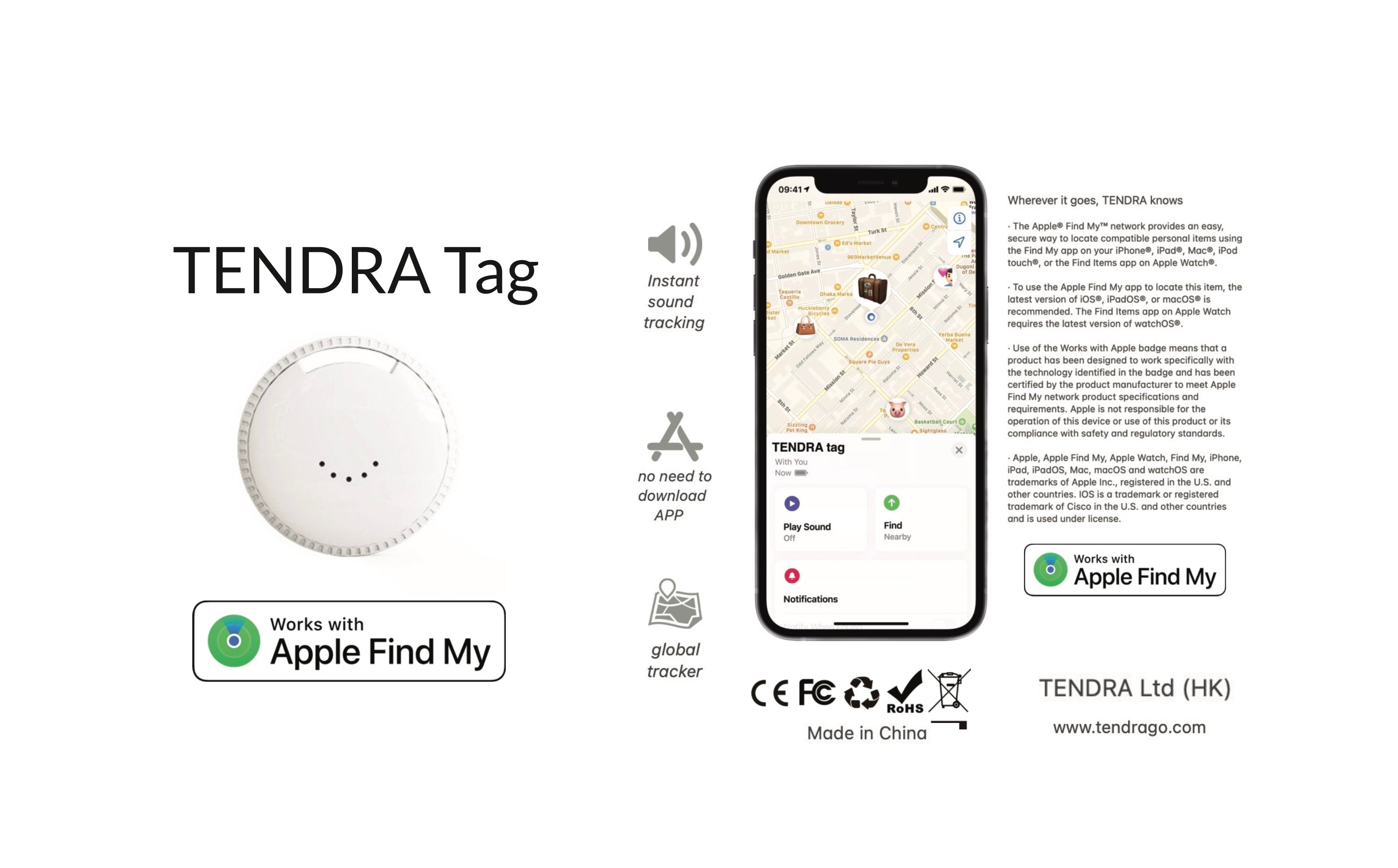 TENDRA tag - Portable Smart Finder (works with Apple FindMy)